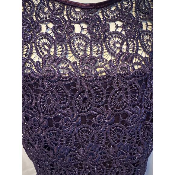 Patra LTD Eggplant Lacy Short Sleeve Dress Size 14 - Picture 3 of 7